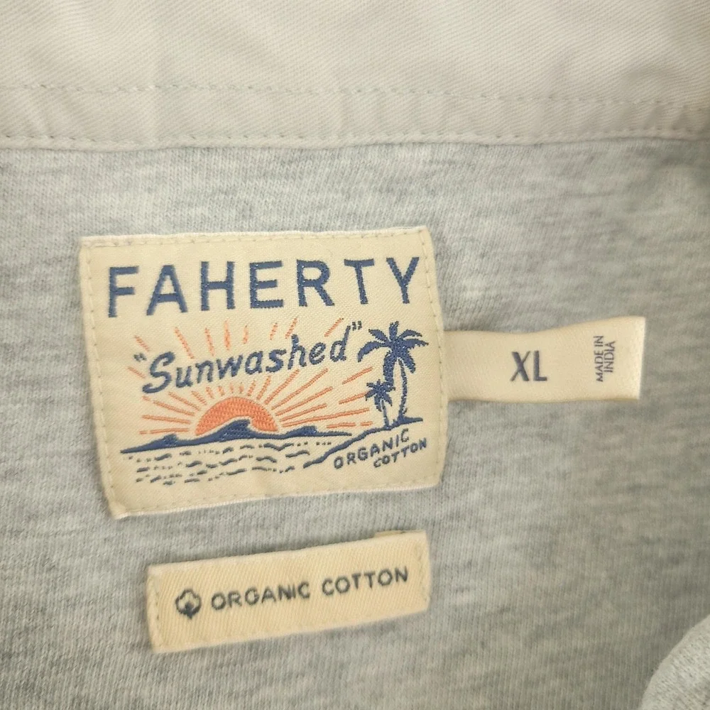 Faherty Sunwashed Shirt Mens XL Gray Organic Cotton Long Sleeve Button Up Casual - Picture 3 of 10